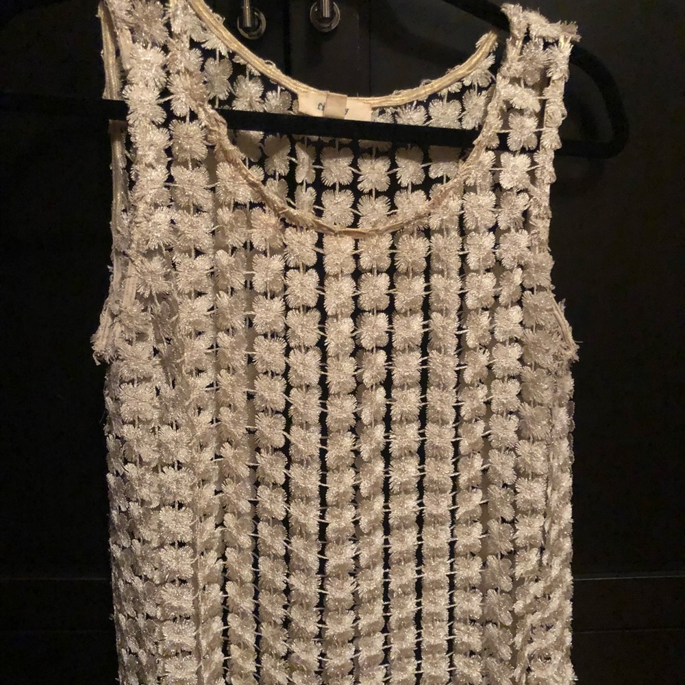 Gold Knitted Flower Tank Top